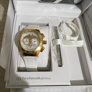 TechnoMarine Gold and White Watch